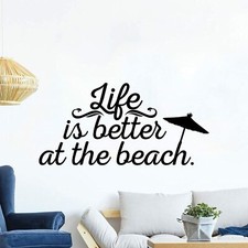 Life Is Better Quote Sea Beach Vinyl Wall Art Decor Sticker for Home Room Decals