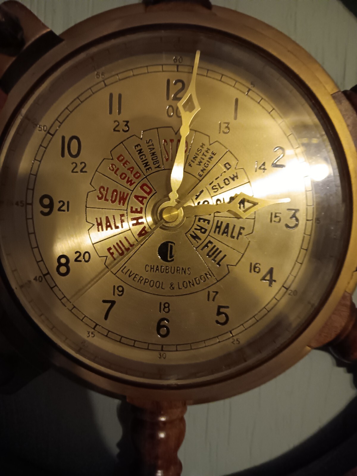 Chadburns Liverpool/London Nautical Porthole Ship Wheel Wall Clock