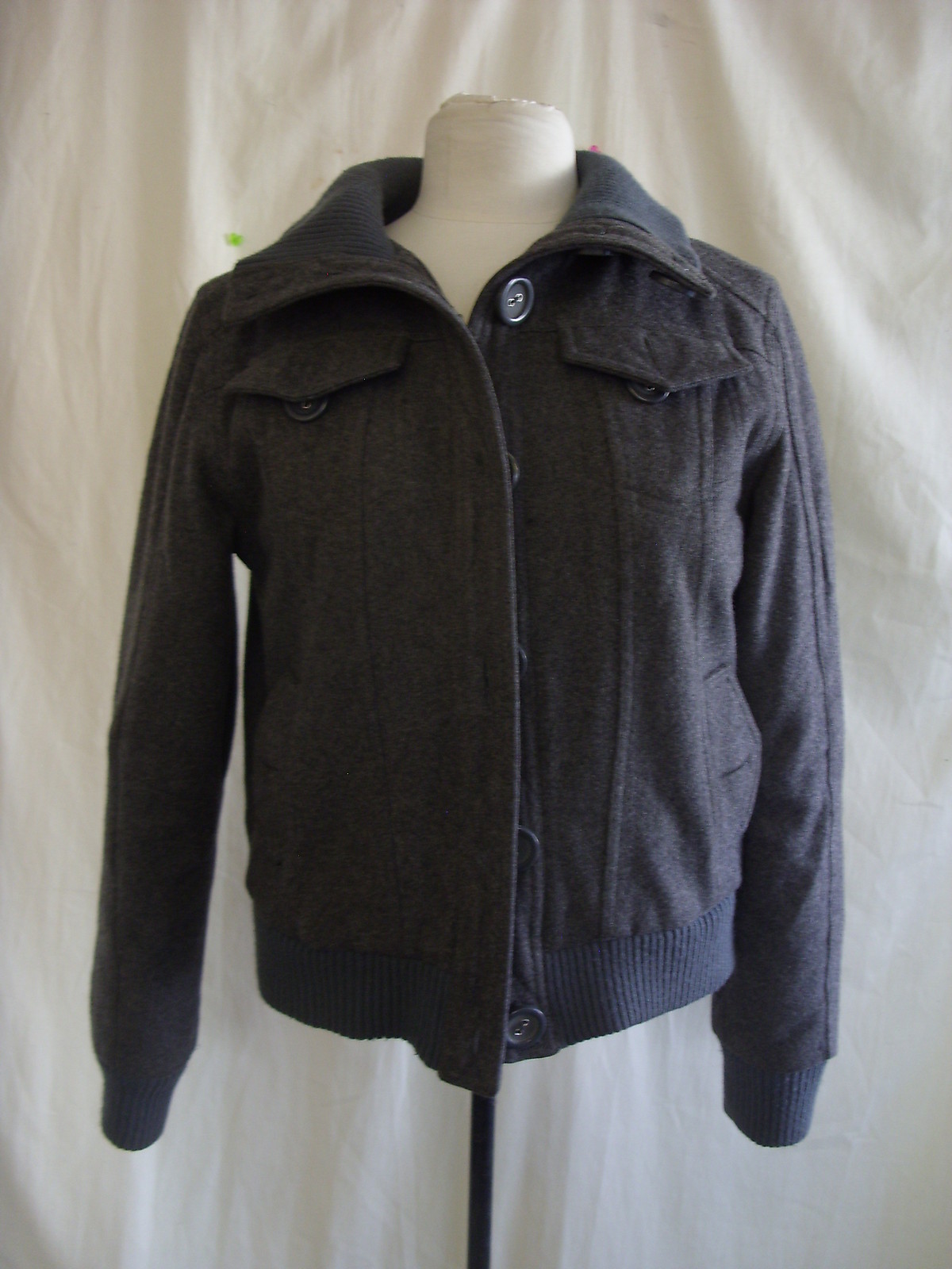 ALTRA Cappotto Donna Cocoro taglia 14 grigio 60% lana polsini finiture a costine bello 1302