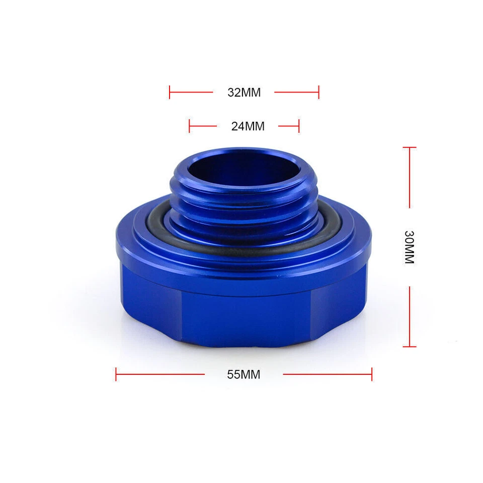 Blue Mugen Oil Filler Cap + Water Radiator Cap Cover For Honda Civic For Acura - Image 4 of 4