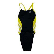 adidas Womens Solid Infinitex Splice Performance One Piece Swimsuit Yellow SZ 24