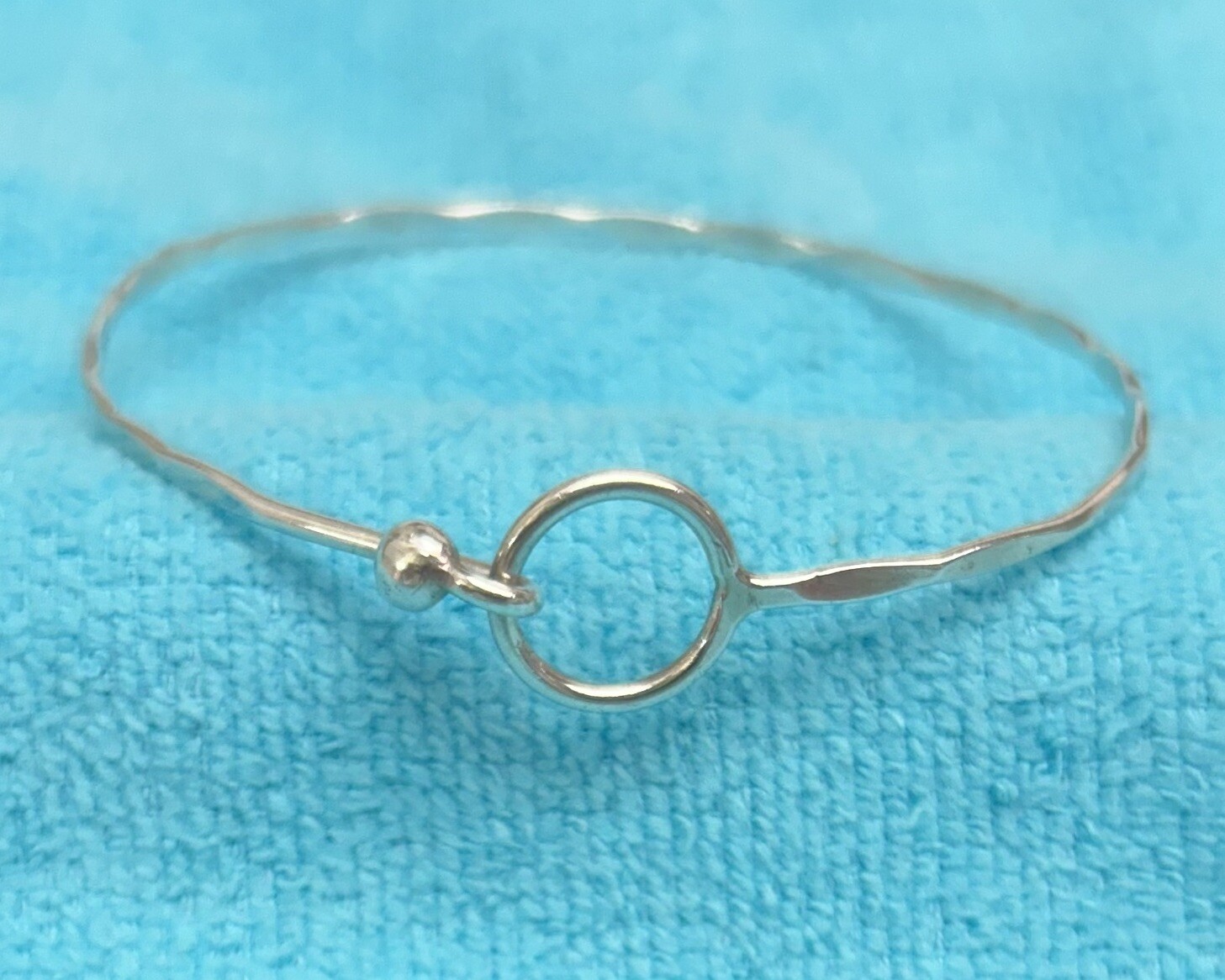 HOOK CLASP BANGLE BRACELET WAVE DESIGN STERLING S… - image 1