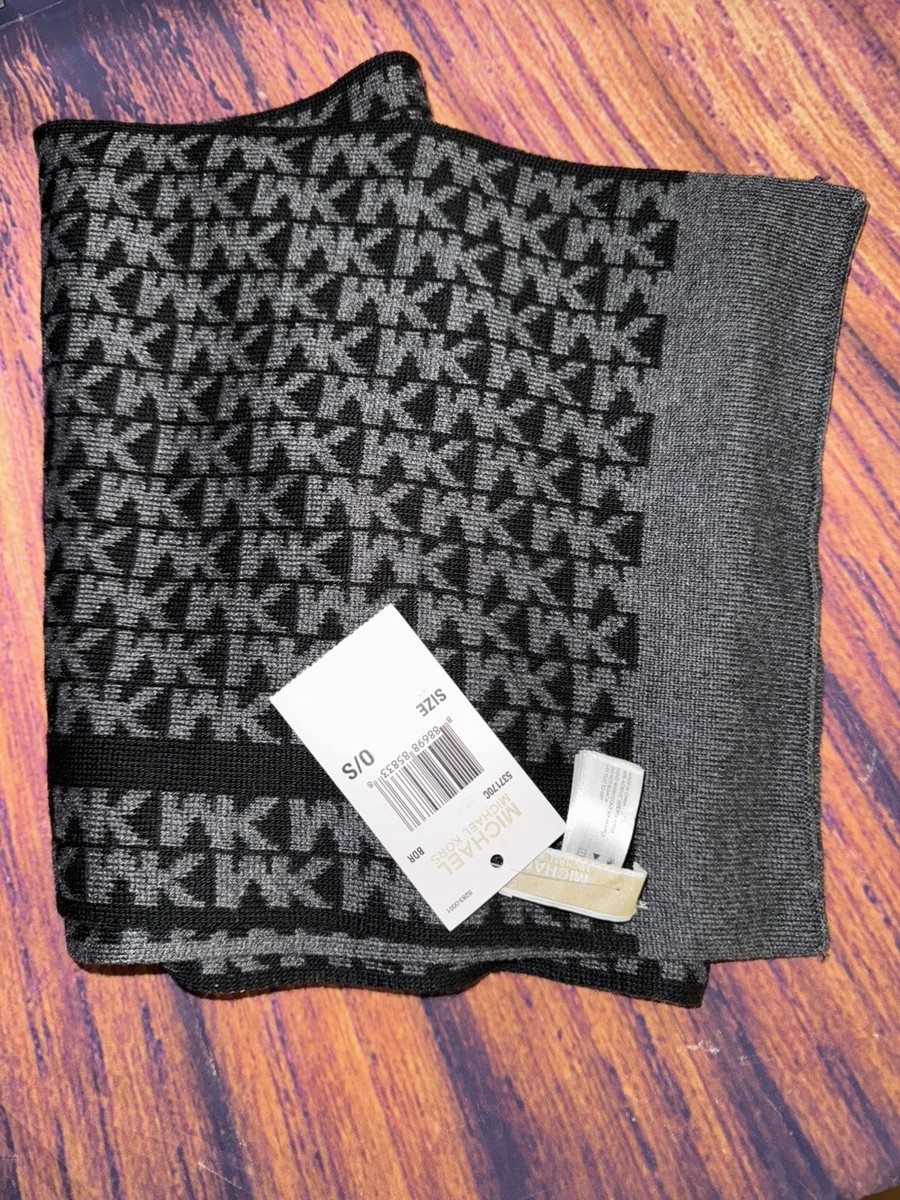 Michael Kors Black & Grey Knit Reversible Scarf 66