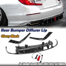 Rear Bumper Diffuser & Light Glossy Cover Kit For 2018-2022 Honda Accord Yofer