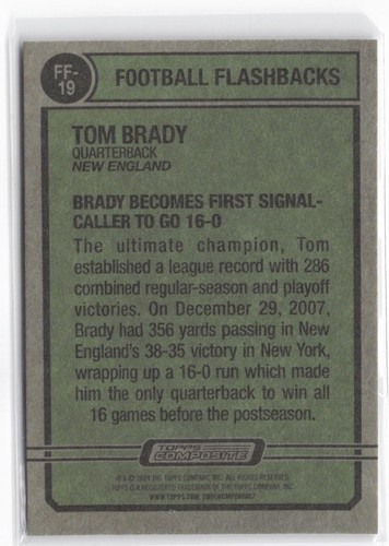 2023 Topps Composite Tom Brady #FF-19 Football Flashbacks Patriots - Picture 2 of 2
