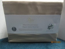 Pure Earth Silky  Smooth Sateen Organic Cotton Twin Sheet Set