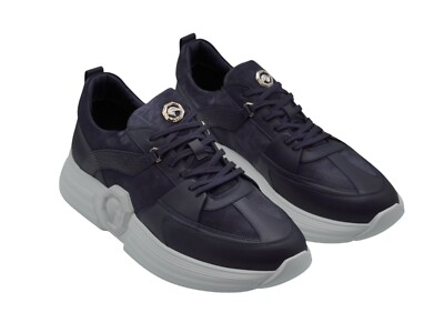 NWT STEFANO RICCI Leather  Sneakers EAGLE Shoes LOGO Eu 43 Uk 9 Us 10 (RES52)