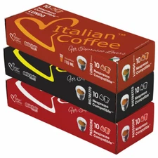 30 ITALIAN COFFEE capsules compatible w/ Nespresso, Espresso pods FREE SHIPPING