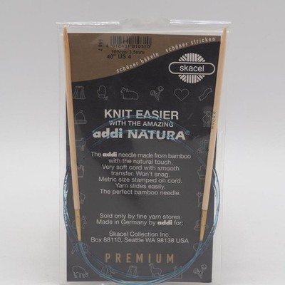 Addi Knitting Needle Circular Natura Bamboo Blue Cord 40'' US Size 4