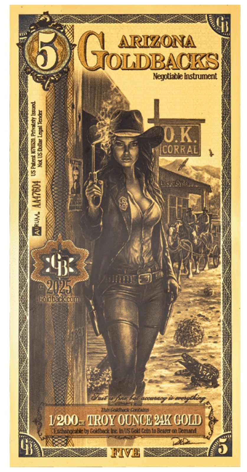 2025 Arizona 5 Goldback *ALPHA SERIES* (Lex et Ordo, Law and Order)