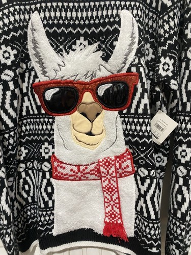 Maglione pullover uomo nuovo con etichette Holiday Time Bold Ski Lama brutto Natale XL 45-47 - Foto 4 di 10