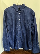 Tommy Hilfiger Mens Shirt Size L 16-16 1/2 Blue Chevron Long Sleeve Pocket