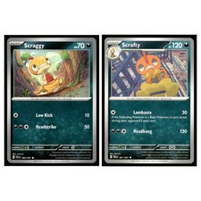 2 Card Pokemon TCG - SV: Paldean Fates - Scraggy 060/091 & Scrafty 061/091 LP