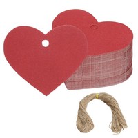 100 StüCk GeschenkanhäNger Mit Schnur HerzföRmig Blanko FüR Diy Rot