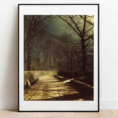 Kunstdruck Grimshaw Moonlit Lane Two Lovers Zwei Liebende Poster Wandkunst