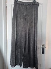 Nasty Gal Silver wide leg Trousers - size 18
