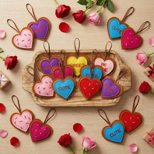 24 Pieces Valentine'S Day Felt Heart Shaped Ornaments Red Felt Heart Embellishme
