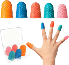 5 PCS Rubber Finger Tips Covers, Finger Protectors in 5 Colors and Sizes, Reusab