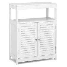 Costway Bathroom Floor Cabinet Freestand Storage Organizer w/Double Shutter Door