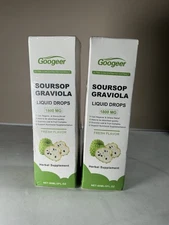 2 X Googeer Soursop Graviola Liquid Drops 1800mg Fresh Flavor 2oz Exp 12/2027
