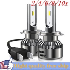 2/4X H7 Headlight LED Kit Bulb Conversion High Beam Bright Low 6500K 9000LM 48W