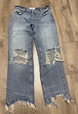 We The Free Jeans Maggie Mid Rise Straight Leg Button Fly Sz 26 Free People