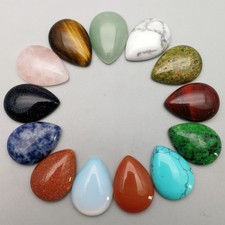 10pcs 18x25mm Mixed Natural Stone Teardrop CAB CABOCHON for DIY Jewelry Making