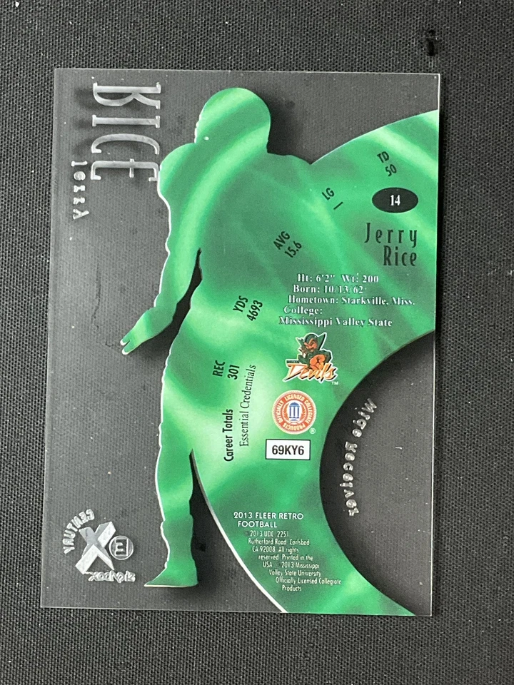 2013 Fleer Retro #14 Jerry Rice E-X Century Mississippi Valley State - Image 2 of 2