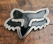 Fox Racing Silver/Black Metal Belt Buckle Vintage Motocross   