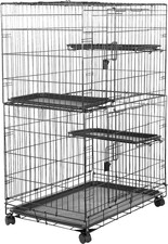 Large 3-Tier Cat Cage Playpen with Easy to Clean Removable Tray, Front Doors, Po