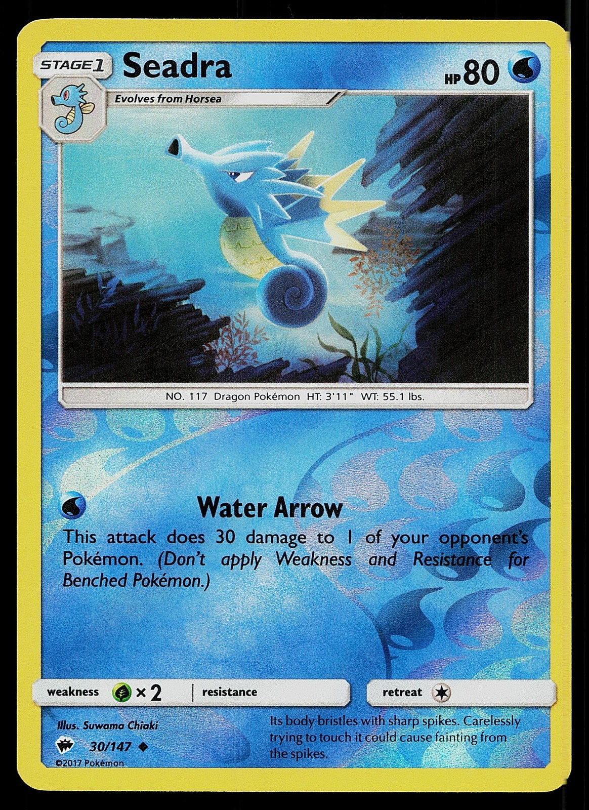 Pokemon Card Burning Shadows Seadra 30/147 Uncommon Reverse Holo