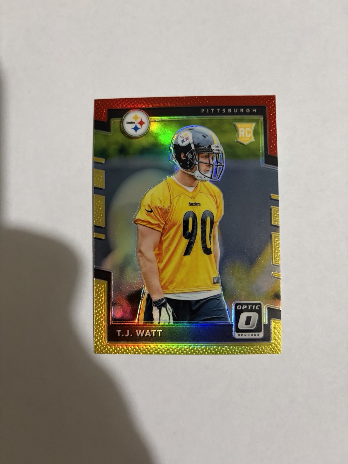 2017 DONRUSS OPTIC - ROOKIES T.J. WATT #122 RED AND YELLOW PRIZM (RC)