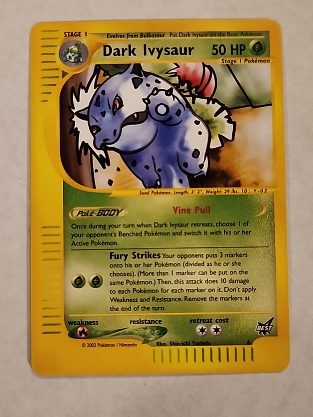 Pokemon Dark Ivysaur Best of Game #6 Promo Card TCG Nintendo 2002 NM/MT