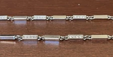 Ann Taylor Silver Rectangles Rhinestone Chain Lobster Claw Closure 32” Elegant!