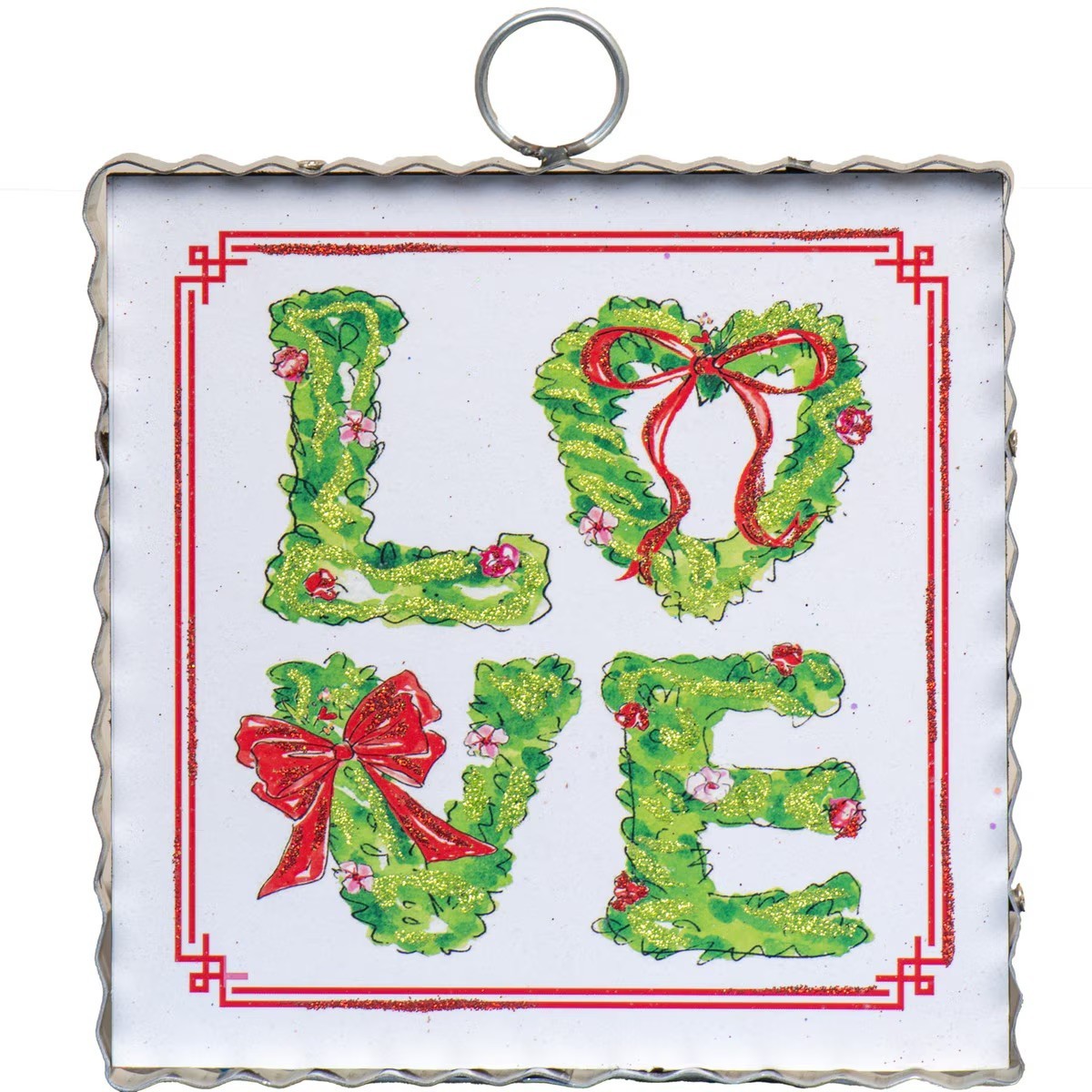 The Round Top Collection Mini Boxwood LOVE Print 6x6x1