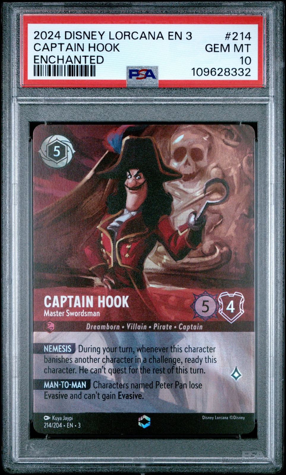 2024 Disney Lorcana EN 3-Into The Inklands Captain Hook Enchanted PSA 10 #214
