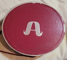 Wig Box,Alvah,1960-1970s,Oval Cardboard,Old Paper Stickers On It. See Descriptio