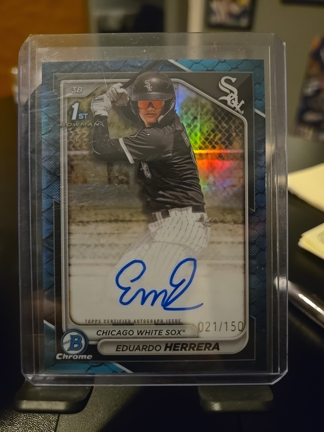 2024 Bowman Chrome Eduardo Herrera 1st Prospects Auto Blue Reptilian /150