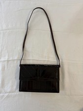 Vintage Genuine Brown Eel Skin Purse Clutch Bag W/Detachable Shoulder Strap 1960