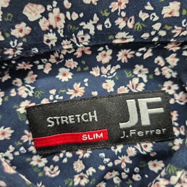 J. Ferrar Men's Size Small Blue Floral Slim Stretch Button Down Shirt - Image 3 of 4