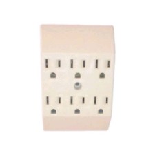 Grounded 3-Prong Wall Adapter Duplex 6 Outlet Adapter Plug 6 Plugs Beige 15 Amp