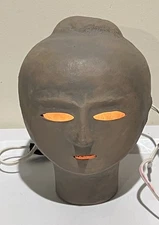 VTG Head of Haniwa Kofun Period Clay Statue Earthen Replica Light Japan 8-1/2”