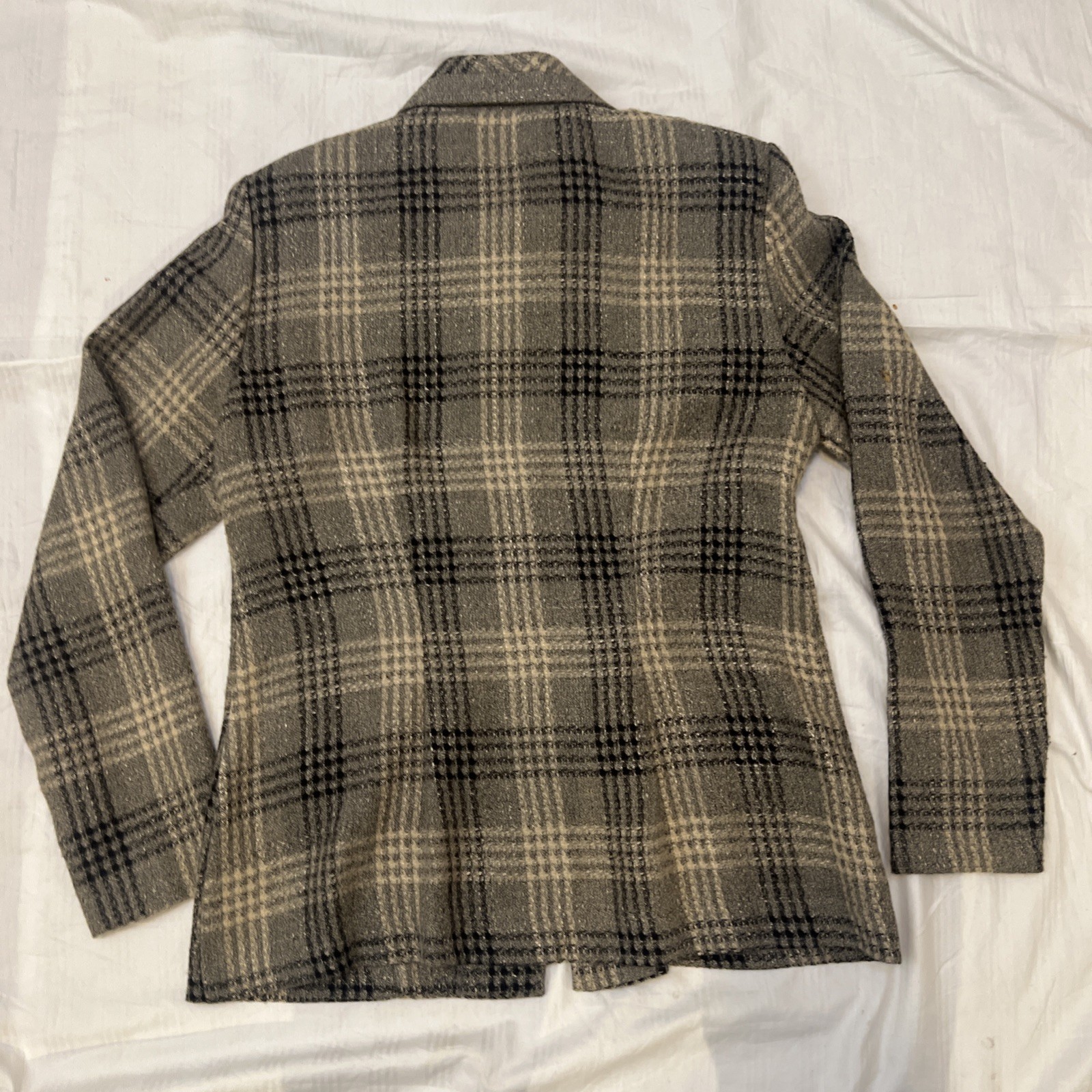 Vintage In Cinq Women’s Skirt Suit Size 8  Plaid Tweed Jacket Pencil Skirt Set