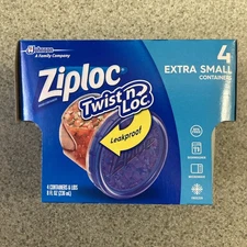 Ziploc Twist 'N Loc Food Storage Containers Extra Small 8 Oz  4 Containers