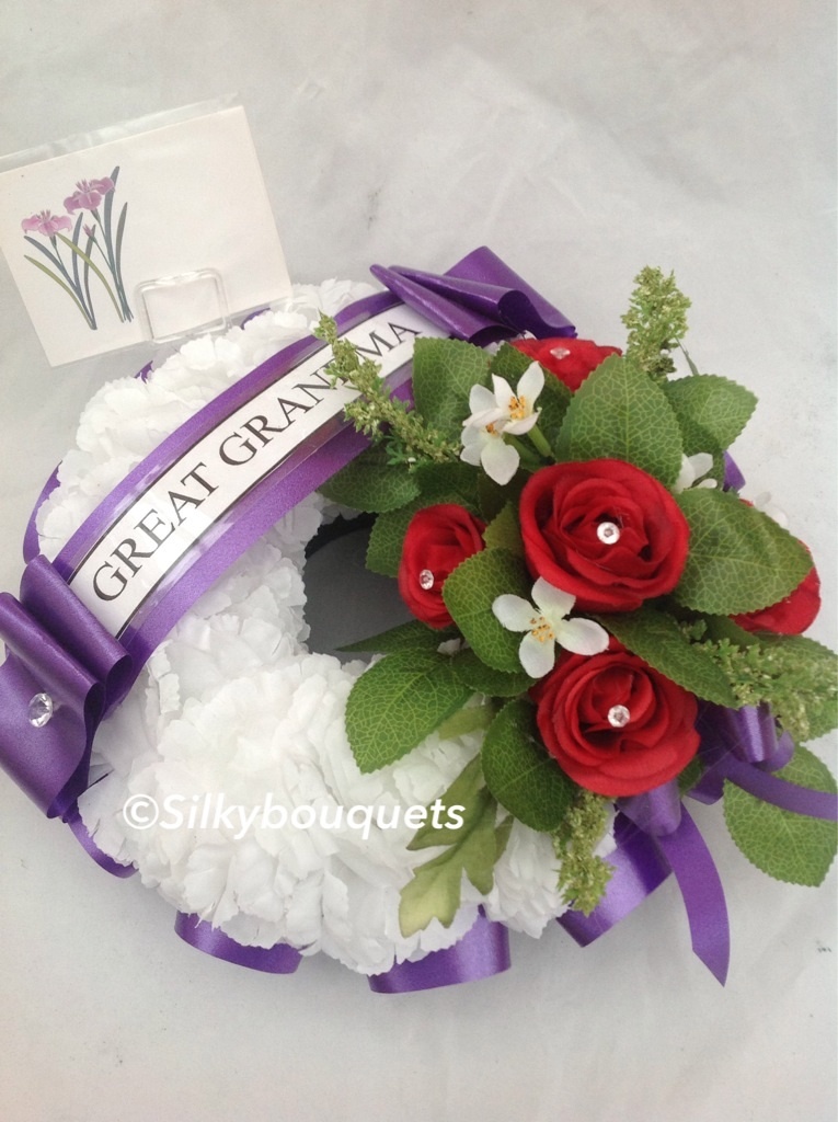 Artificial Silk Funeral Flowers Wreath Ring Grave Memorial Tribute