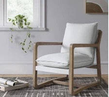 (Lot Of 2) Boho Modern Sling Arm Chairs  Natural Canvas & Light Oak Project 62