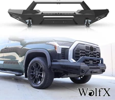 Black Steel Front Bumper For 2022 2023 2024 Toyota Tundra w/Light Bars+D-Rings