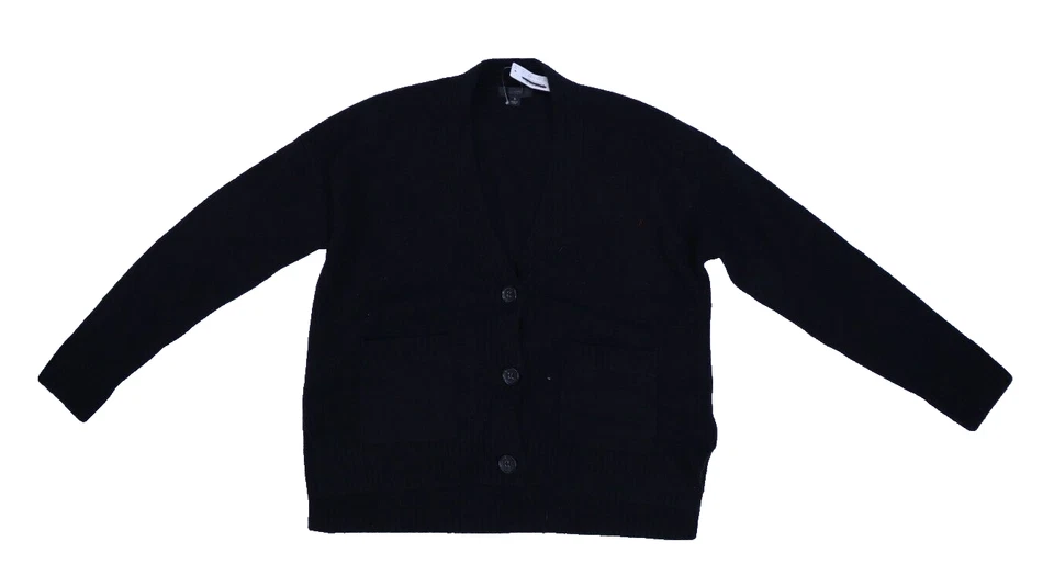 Cardigã suéter feminino J Crew AQ377 preto manga longa fio supermacio cropped P