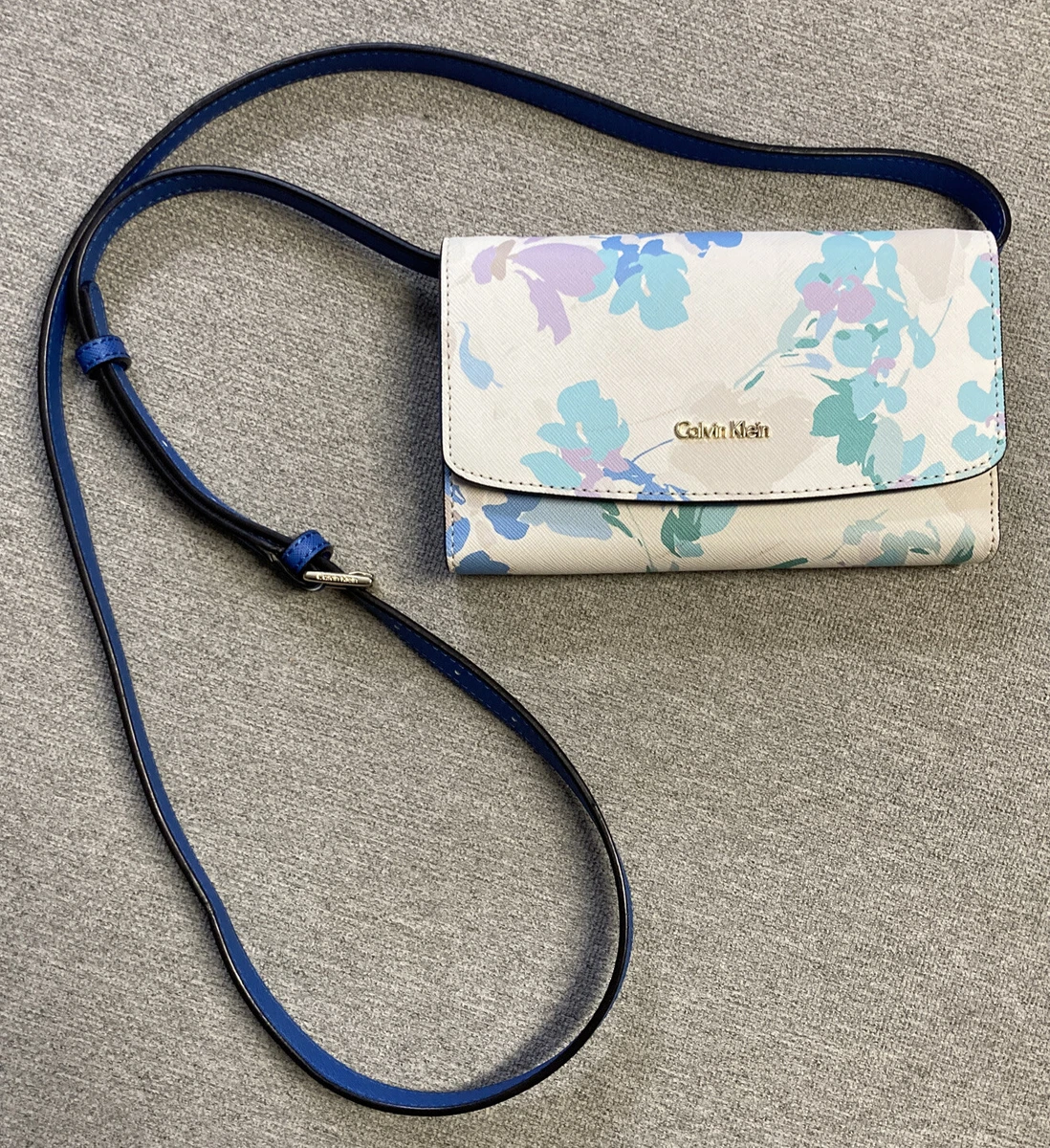 Calvin Klein Saffiano Blue Crossbody Purse