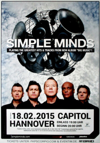 SIMPLE MINDS - 2015 - Live In Concert - Big Music Tour - Poster - Hannover - Foto 1 di 1